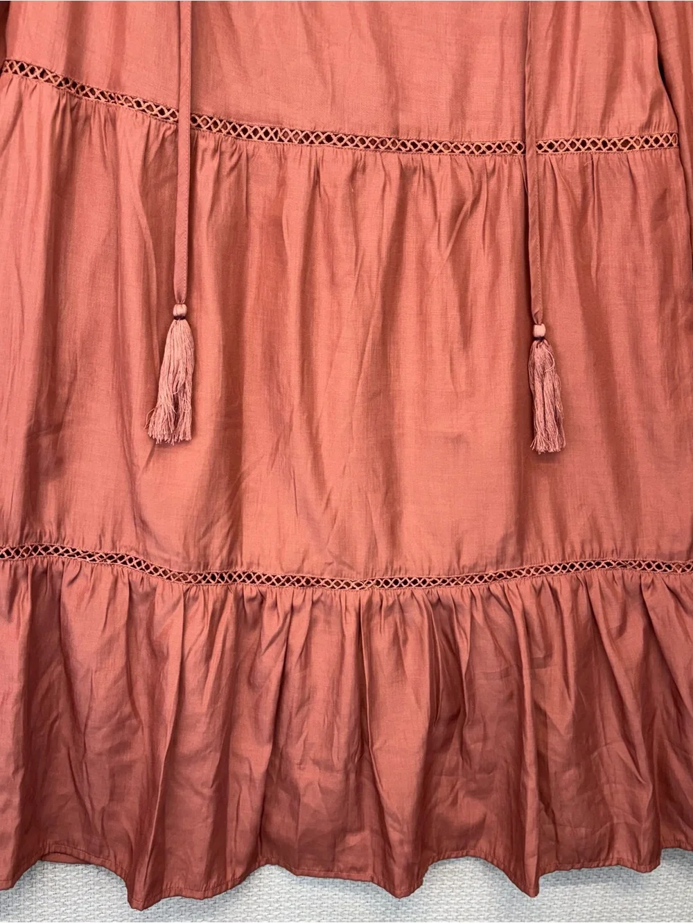 NWT Moon River Anthropologie Pink Mini Tunic Dress Med Boho Bell Sleeve Cottage - Picture 6 of 13